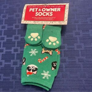 Green Pet & Owner Socks with Paw Print Design